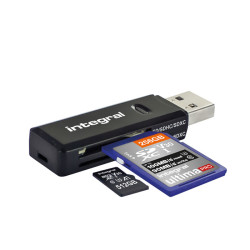 Integral USB 3.1 SD + Micro SD Card Reader - Black