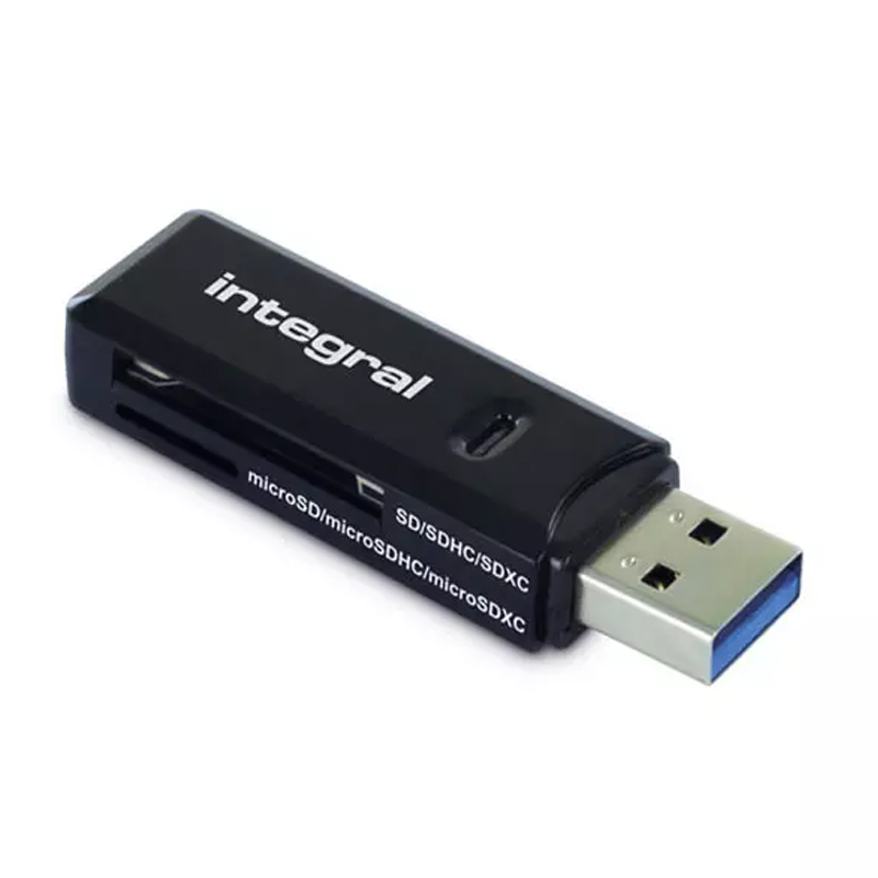 Integral USB 3.1 SD + Micro SD Card Reader - Black