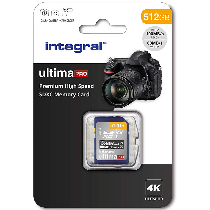 Integral 512GB Ultima PRO Premium SD Card (SDXC) V30 UHS-I U3 - 100MB/s