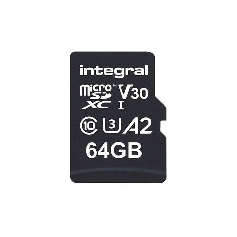 Integral 64GB UltimaPRO A2 V30 High Speed microSD Card (SDXC) UHS-I U3 + Adapter - 180MB/s