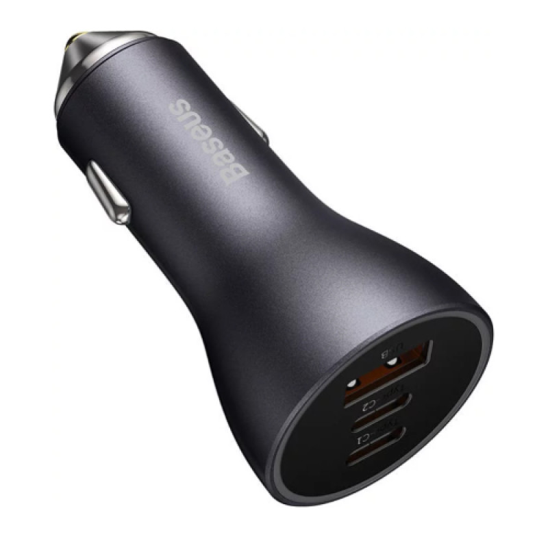 Baseus Golden Contactor Pro Triple Fast Car Charger 65W USB+ 2x USB-C - Dark Gray