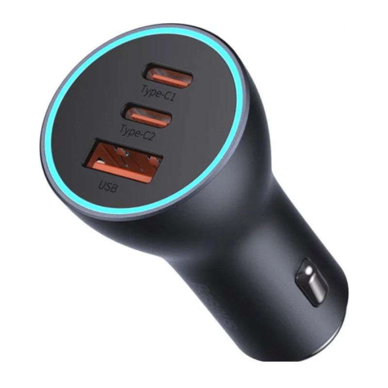 Baseus Golden Contactor Pro Triple Fast Car Charger 65W USB+ 2x USB-C - Dark Gray