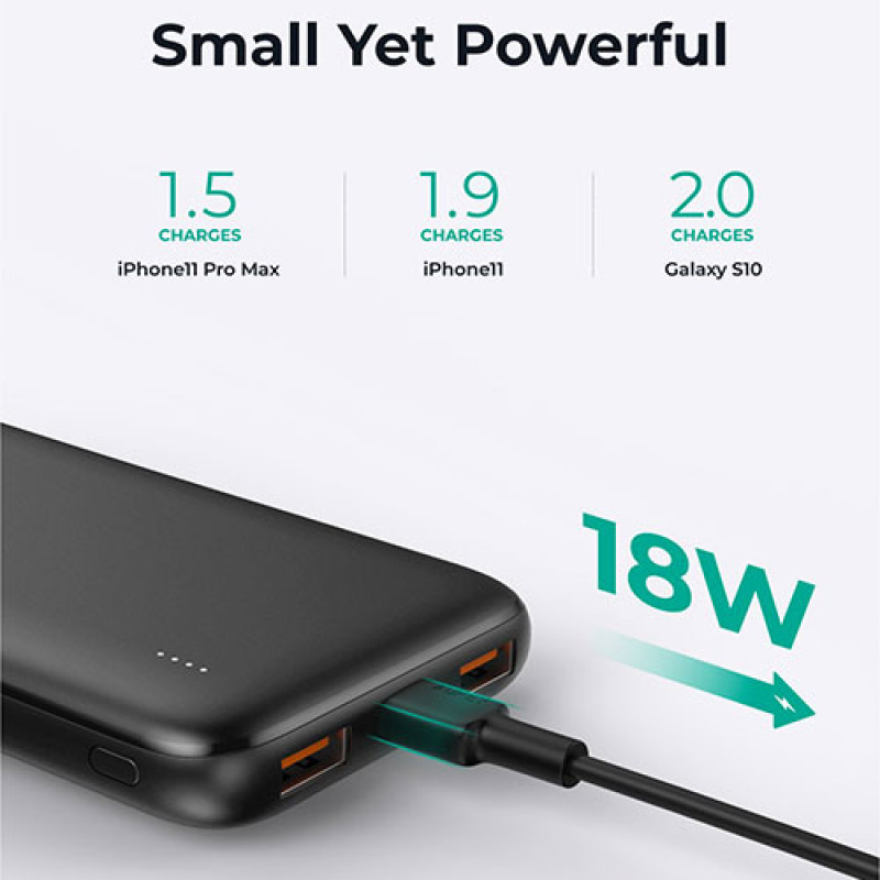 AUKEY PB-N73S 18W PD USB C Portable Charger Black 10000mAh