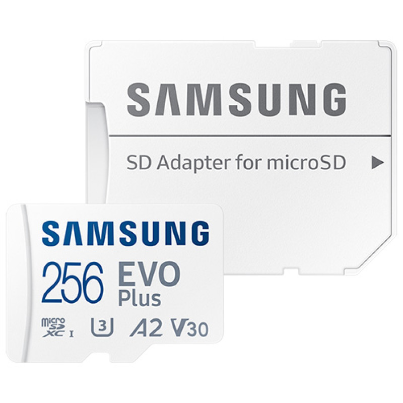 Samsung 256GB Evo Plus microSD Card (SDXC) + SD Adapter - 130MB/s