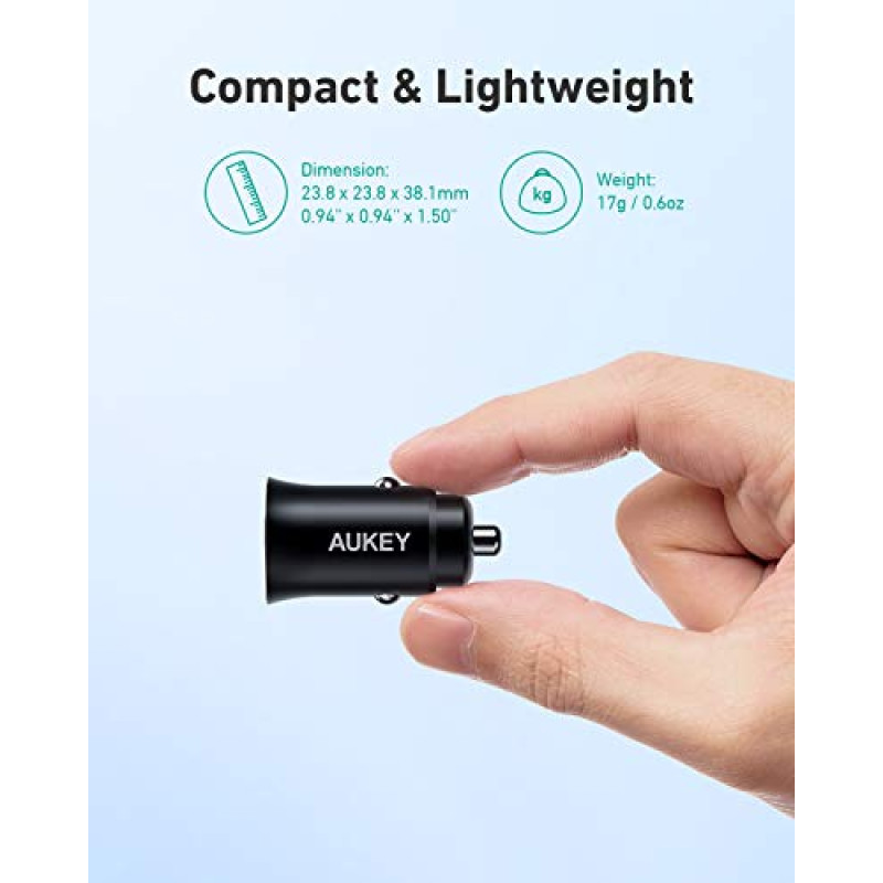 AUKEY 24W Dual USB-A Metal Car Charger