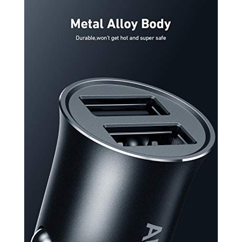 AUKEY 24W Dual USB-A Metal Car Charger