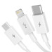 Baseus Superior Series Fast Charging Data Cable USB to Micro USB +Lightning+USB-C 3.5A 1.5m - White