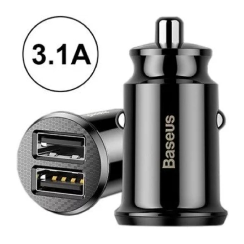 Baseus Grain Car Charger (Dual USB 5V 3.1A ) -  Black