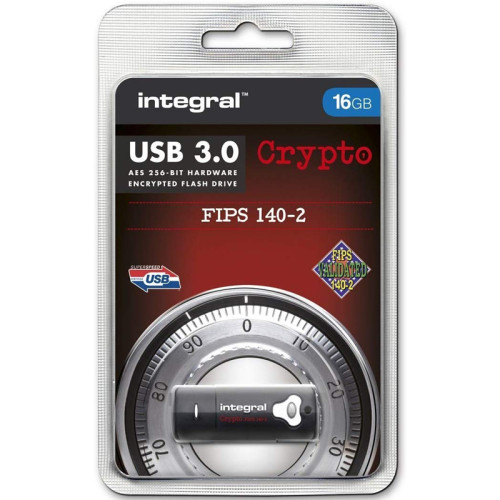 Integral 16GB Crypto FIPS 140-2 Encrypted USB 3.0 Flash Drive - 145MB/s