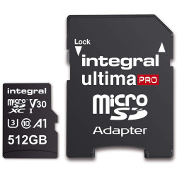 Integral 512GB UltimaPRO V30 Premium microSD Card (SDXC) UHS-I U3 + Adapter - 100MB/s