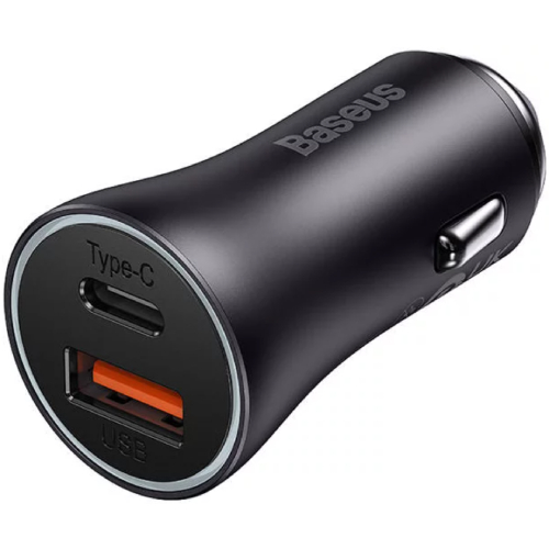 Baseus Golden Contactor Max Dual Fast Car Charger U+C 60W - Dark Gray