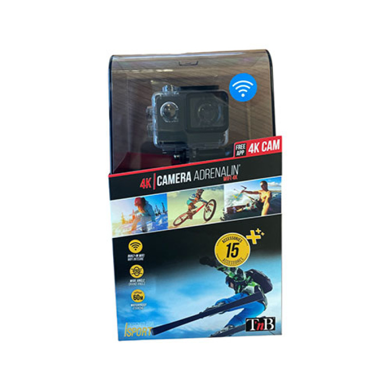 T'nB Full HD 1080p 4K WiFi Action Camera with Waterproof Case - Black -  15 Accessories Included