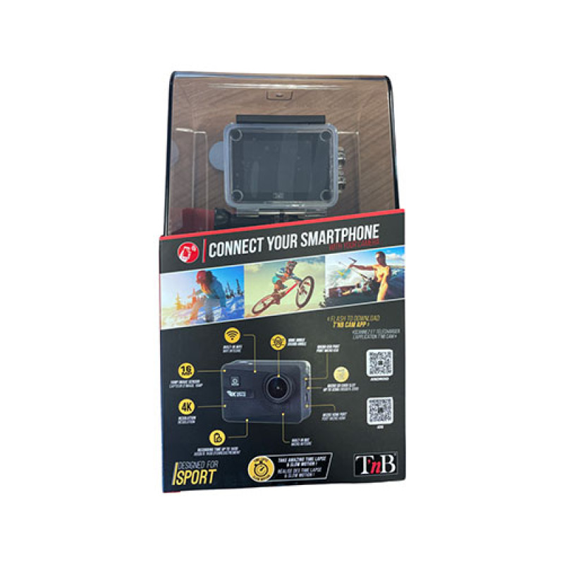 T'nB Full HD 1080p 4K WiFi Action Camera with Waterproof Case - Black -  15 Accessories Included