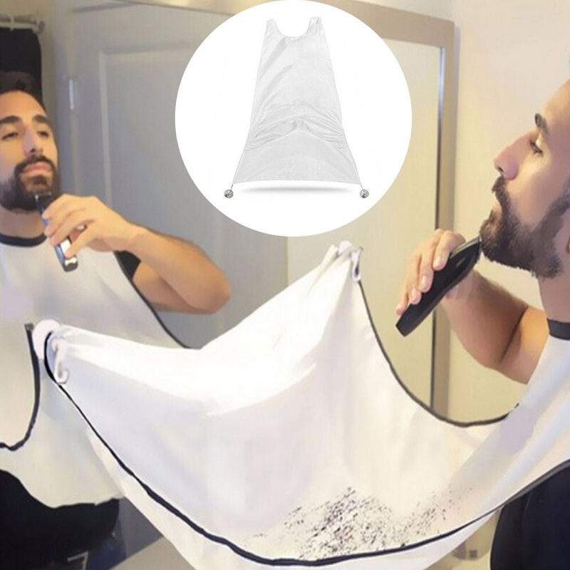 Beard Apron Shaving Trimming Hair Catcher - White