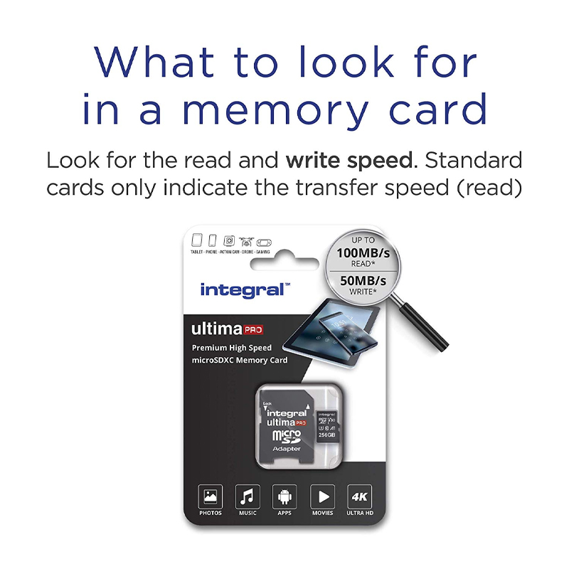 Integral 256GB UltimaPRO V30 Premium microSD Card (SDXC) UHS-I U3 + Adapter - 100MB/s