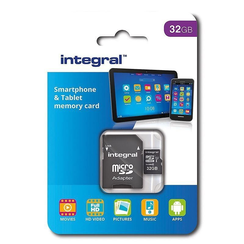 Integral 32GB microSD Card (SDHC) UHS-I U1 + Adapter - 90MB/s