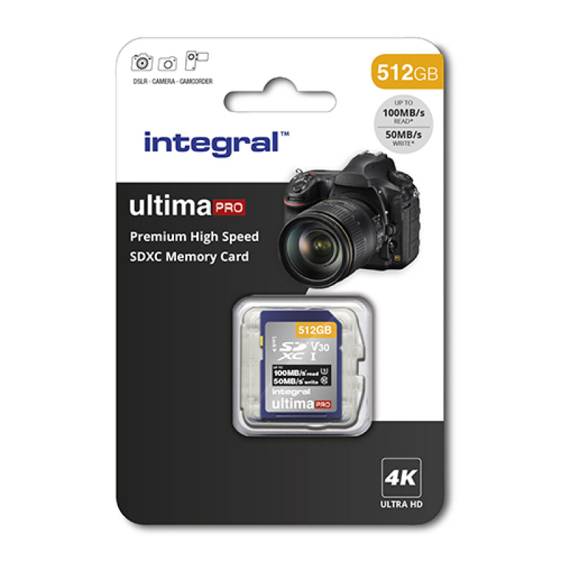 Integral 512GB Ultima PRO Premium SD Card (SDXC) V30 UHS-I U3 - 100MB/s