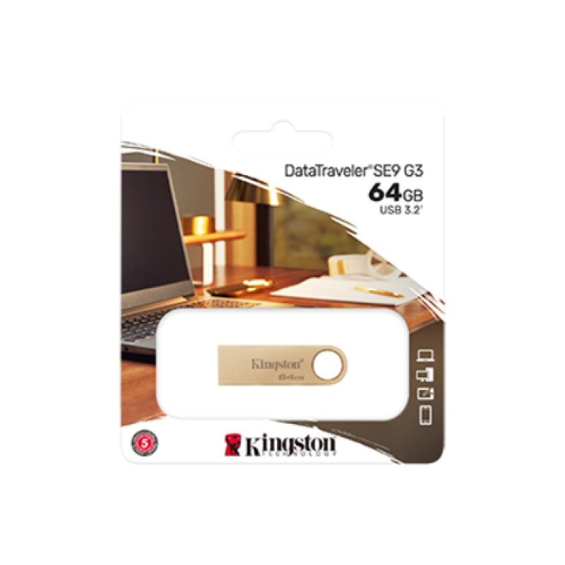 Kingston 64GB DataTraveler USB 3.2  SE9 G3 Flash Drive - Gold