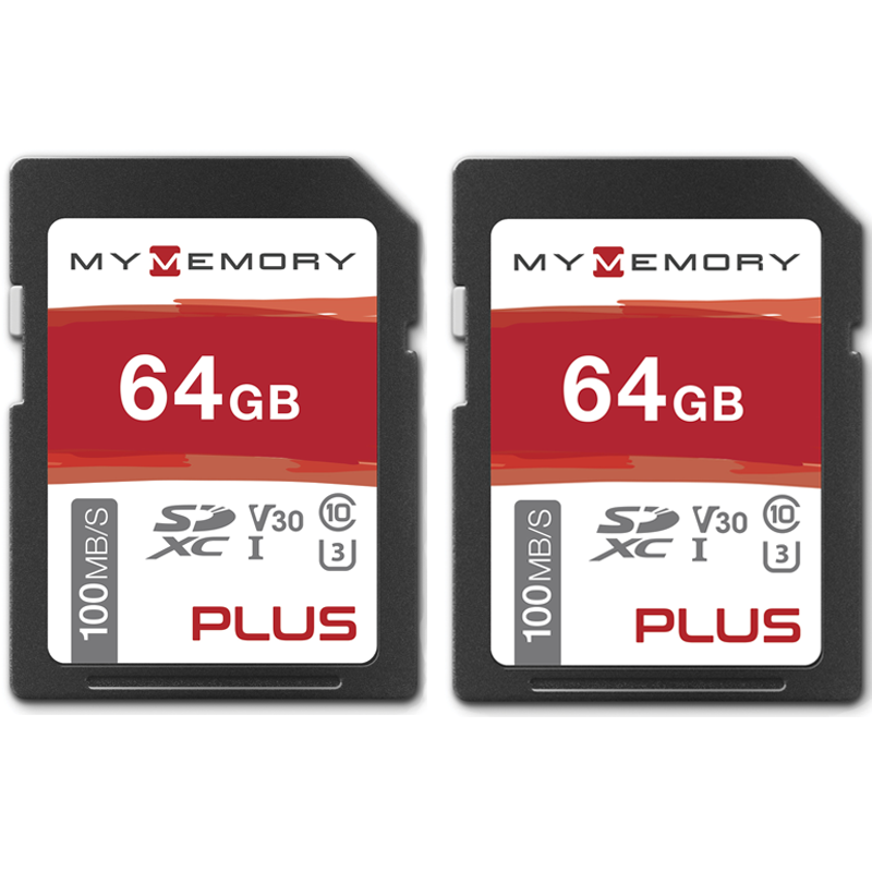 MyMemory PLUS 64GB V30 High Speed SD Card (SDXC) UHS-1 U3 - 100MB/s (2 PACK)