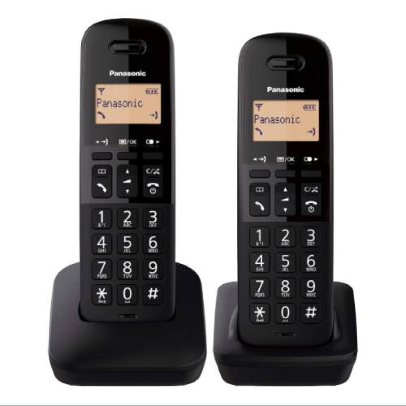 Panasonic KX-TGB612EB Cordless Landline Telephone Twin Pack - Black