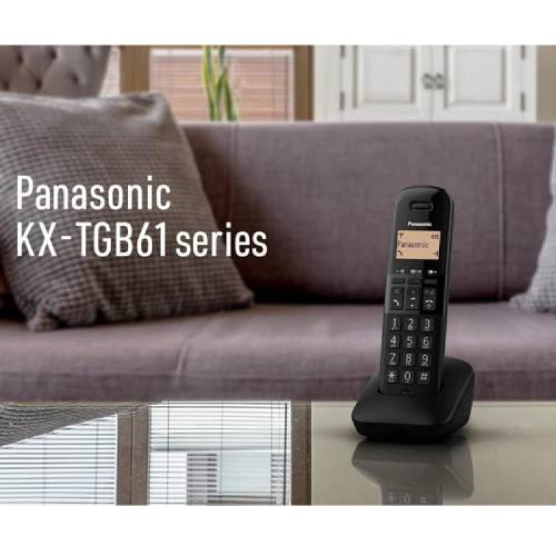 Panasonic KX-TGB612EB Cordless Landline Telephone Twin Pack - Black