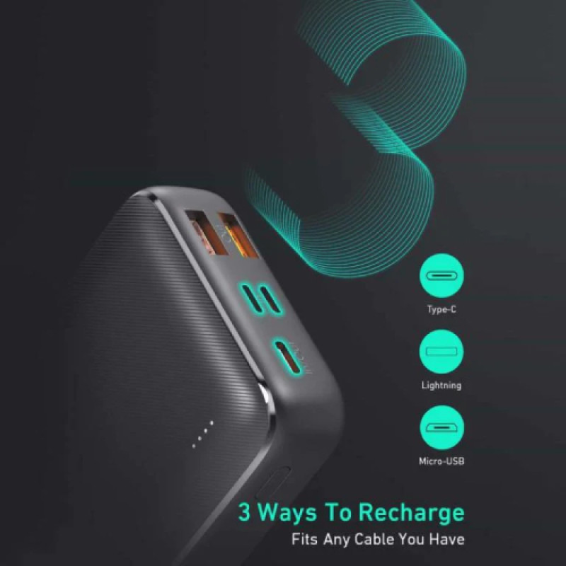 AUKEY Basix Plus 22.5W PD QC 3.0 20,000mAh Power Bank - Black