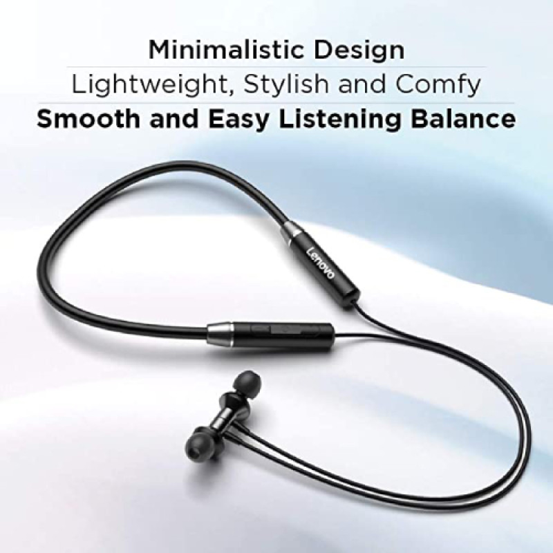 Lenovo HE05 Neckband Bluetooth Earphones - Black