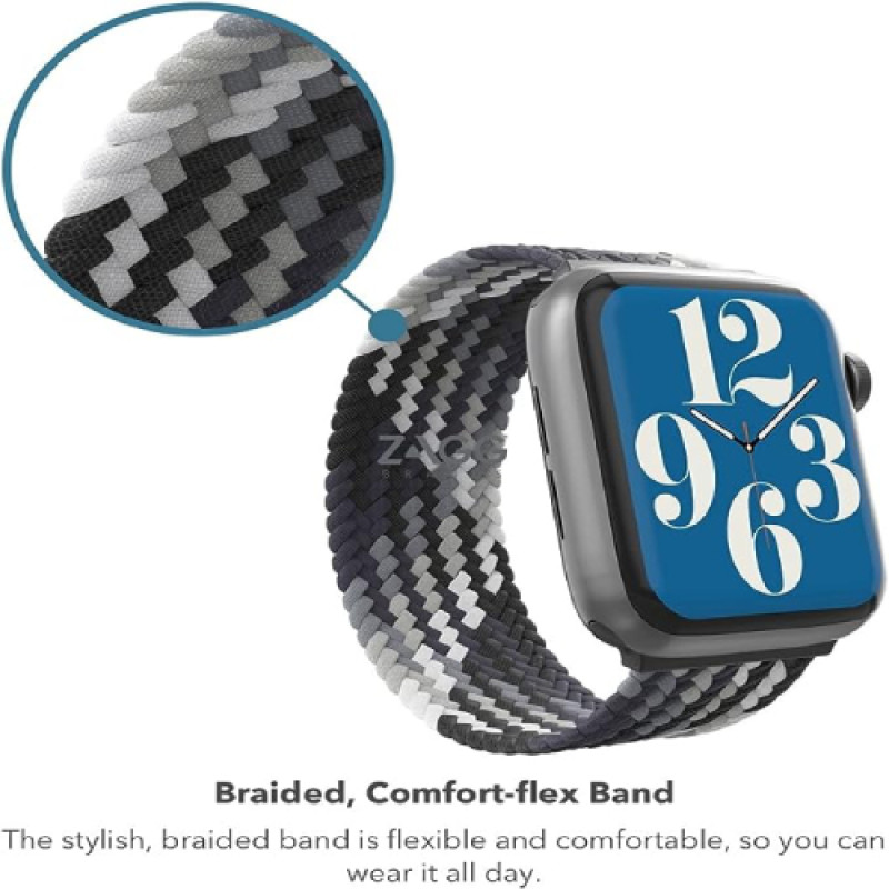 GEAR4 IWatch Compatible with Apple Watch 38/40/41 mm Braided Solo Loop Band LG - Storm