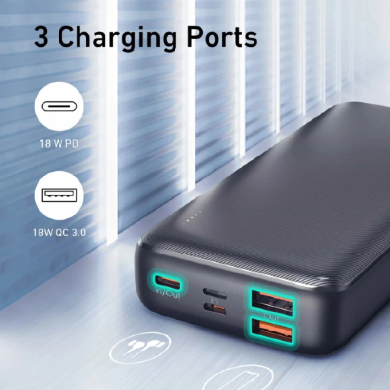 AUKEY Basix Plus 22.5W PD QC 3.0 20,000mAh Power Bank - Black