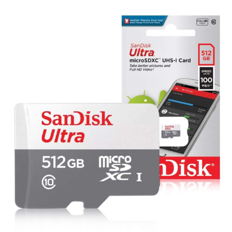 SanDisk 512GB Ultra microSD Card (SDXC) UHS-I Class 10  - 100MB/s