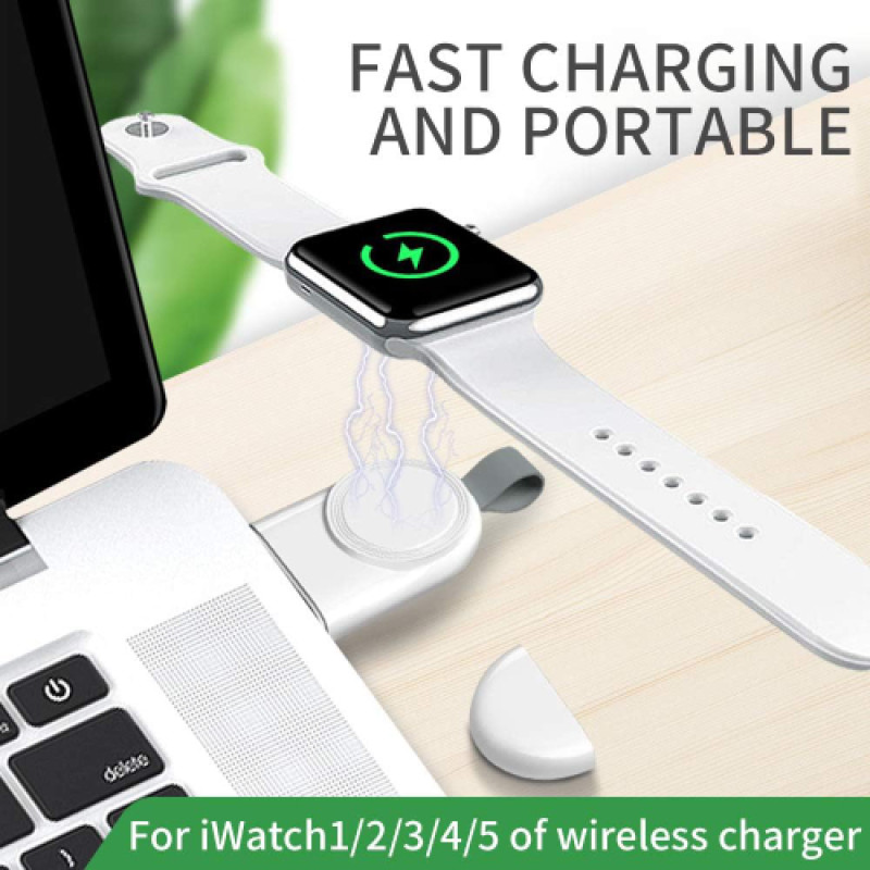 USB Magnetic Portable Wireless Charger for Apple Watch - White