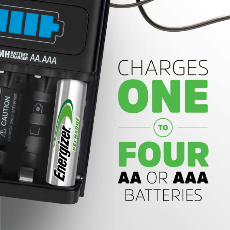 Energizer 1 Hour Battery Charger for AA & AAA Batteries (4 x AA Batteries Included)