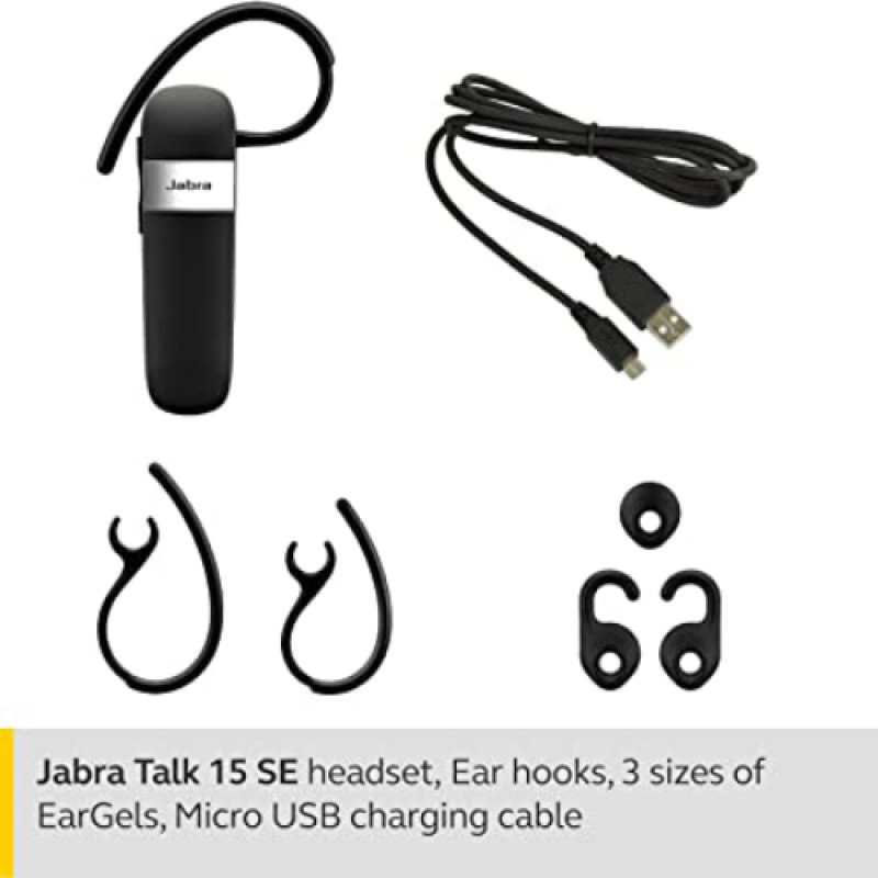 Jabra Talk 15 SE Mono Wireless Bluetooth Headset with Built-In Mic - Black