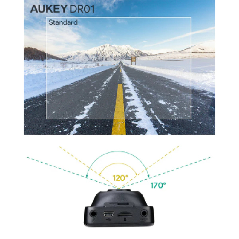 AUKEY DR01 Dash Cam Full HD 1080p Car Camera 6-lane 170° Wide Angle