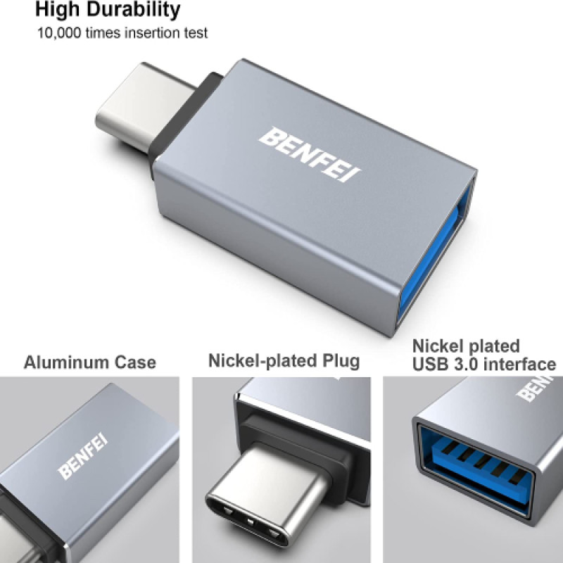 BENFEI USB C to USB 3.0 Adapter, 3 Pack USB C to A Male to Female Adapter