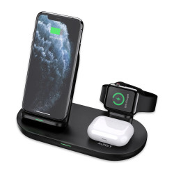 AUKEY LC-A3 Aircore 3 in 1 Wireless Charging Station Stand White