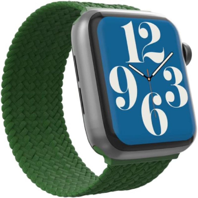 GEAR4 IWatch Compatible with Apple Watch 42/44/45 mm Braided  Solo Loop Band LG Forest Green