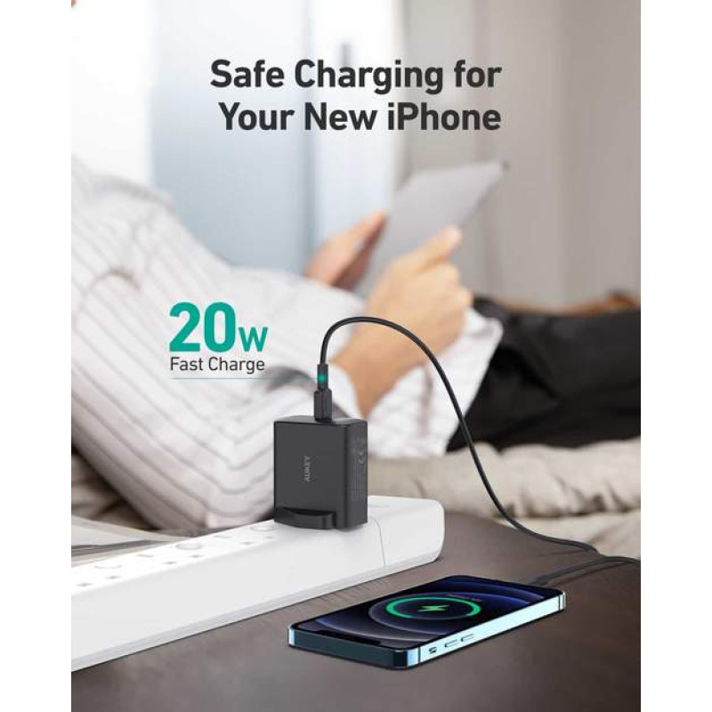 AUKEY 32W PA-F3S 2 Port PD Type-C Wall Charger - Black