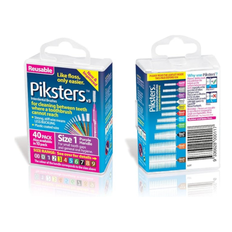 Piksters Interdental Brushes Purple Size 1 - Pack of 40