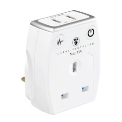 Masterplug 3.1A Surge Protected USB Mains Charger - White