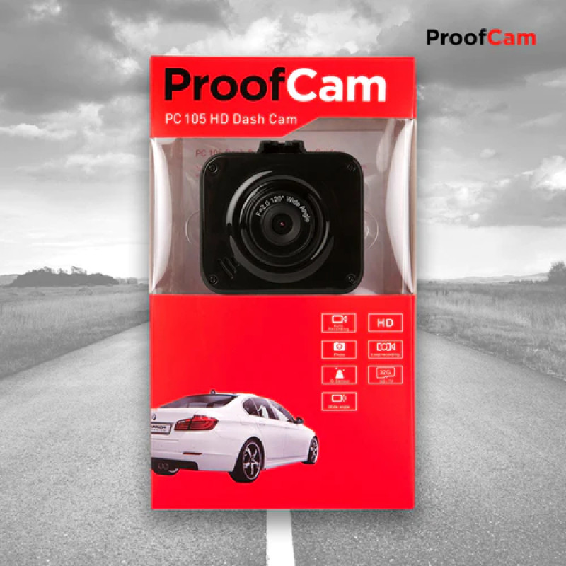 Proofcam PC105 Forward Facing Dash Cam - 1080 HD -  Includes 8GB Micro Card