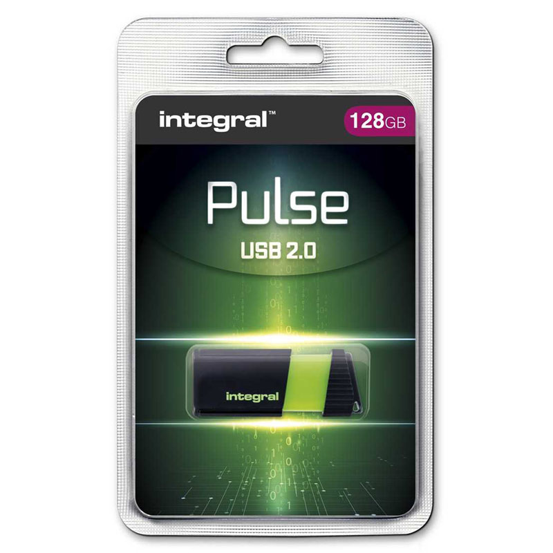 Integral 128GB Pulse USB Flash Drive - 12MB/s - Green