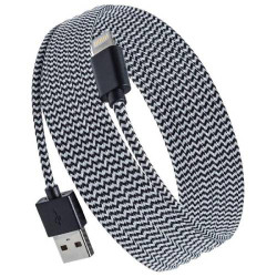 Purtech 10 Ft Apple-Certified Braided  Lightning Cable - Black and White