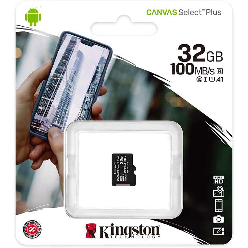 Kingston 32GB Canvas Select Plus microSD Card (SDHC) A1 C10 - 100MB/s