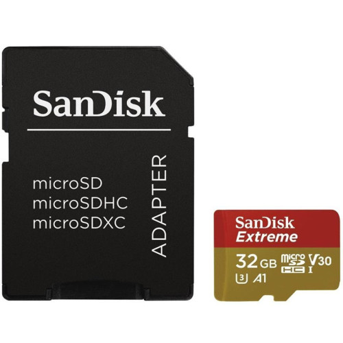 SanDisk 32GB Extreme A1 microSD Card (SDHC) UHS-I U3 + Adapter - 90MB/s