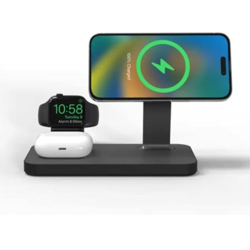 ZAGG mophie Snap+ 3-in-1 Wireless Charger with UK/Ireland Adapter 15W - Black