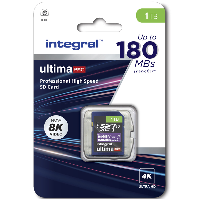 Integral 1TB UltimaPRO V30 4K/8K SD Card (SDXC) UHS-I U3 - 180MB/s